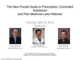 Pain Laws Webinar, April 2012