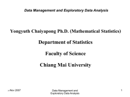 Data Management and Exploratory Data Analysis Yongyuth