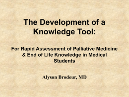 The Development of a Knowledge Tool: For Rapid Assessment of