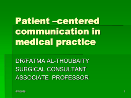 Patient –centered communication in pharmacy practice