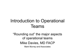 Introduction to Operational Teams