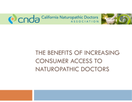 The Benefits of Increasing the Access To Naturopathic Doctors