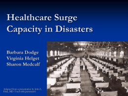Augmenting Clinical Capacity in Disasters