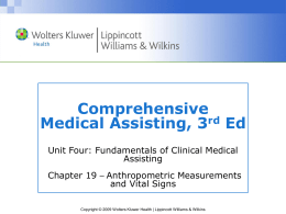 Vital Signs and Anthropometric Measurements Vital signs