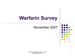 Warfarin Survey - Massachusetts Coalition for the Prevention of