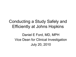 Conducting a Study Safely and Efficiently at Johns Hopkins