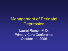 Management of Perinatal Depression