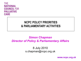 ncpc policy priorities & parliamentary activities