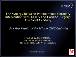 The SYNTAX Study One Year