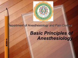 Basic Principles of Anesthesiology