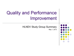 Quality Improvement - Healthcare Leadership Network