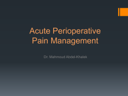 Perioperative Pain Management