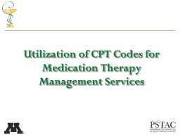 Applying MTMS CPT Codes - Pharmacist Services Technical