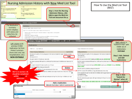 Nursing Admission History with New Med List Tool (MLT)