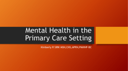 Mental Health in the Primary Care Setting
