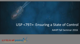 USP : Ensuring a State of Control
