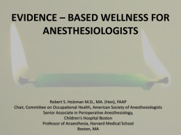 evidence * based wellness for anesthesiologists
