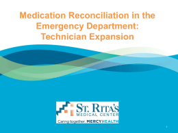 Medication Reconciliation in the Emergency Department