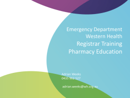 Pharmacy – ED – Registrar Training February 2016