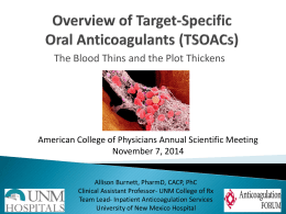 Overview of Target-Specific Oral Anticoagulants