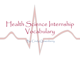 Health Science Internship Vocabulary
