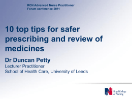10 top tips for safer prescribing and review of medicines
