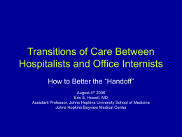Transitions of Care Between Hospitalists and Office Internists