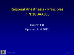 Regional Anesthesia Priciples