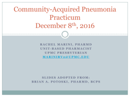 Community Acquired Pneumonia Practicum November 20, 2014