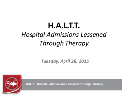 HALTT Hospital Admissions Lessened Through Therapy