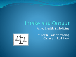 Intake and Output - Effingham County Schools