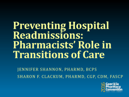 Pharmacists Role in Prevention of Hospital Readmissions