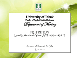 University of Tabuk Faculty of Applied Medical Sciences Department