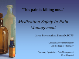 *This pain is killing me...* Medication Safety in Pain Management