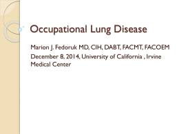 Occupational lung disease - University of California, Irvine