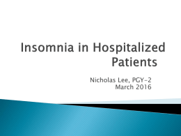 Insomnia in Hospitalized Patients