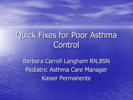 Quick Fixes for Poor Asthma Control