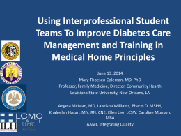 Using Interprofessional Student Teams To Improve Diabetes Care