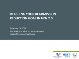 Reaching your Readmission Goal - Quality Health Associates of