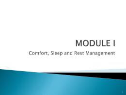 Module I Comfort, Sleep and Rest, student copy