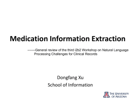 Medication Information Extraction - University of Arizona School of