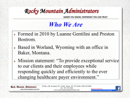 Noise Paper - Rocky Mountain Administrators