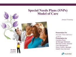 02.26.14 Special Needs Plan (SNP) Model of
