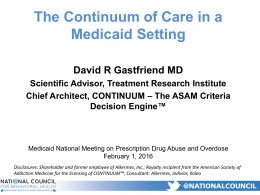 VII. Continuum of Care in a Medicaid Setting