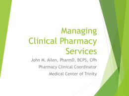 Managing Clinical Pharmacy Services