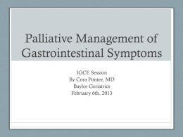 Management of Gastrointestinal Symptoms
