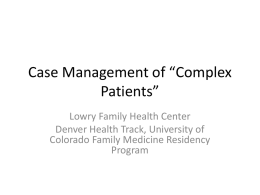 Case Management of “Complex Patients” - PCMH e