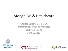 Part1 - OC MUG - Charles Boicey - Mongo and Healthcare Meetup 20