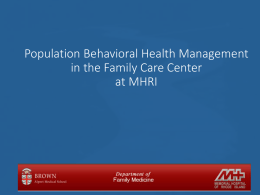 Population Behavioral Health Management in the Family Care