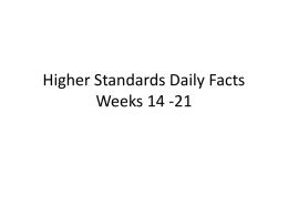 Higher Standards Daily Facts Weeks 15 -21